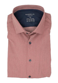 Thumbnail for Marvelis Herren Easy to Wear Hemd Body Fit Kent Kragen Langarm Stretch Struktur Rot, Kragenweite:44 im Sale