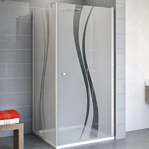 Schulte EP321504 01 970 Duschkabine Alexa Style 2.0 Drehtür Seitenwand, 80 x 80 cm, 192 cm, 5 mm Sicherheitsglas Dekor Liane beschichtet, alunatur im Sale