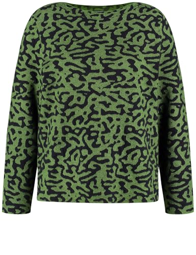 Samoon Damen Pullover mit Animal-Jacquard Langarm Gemustert, Animal-Print Treetop Green Gemustert 50 im Sale