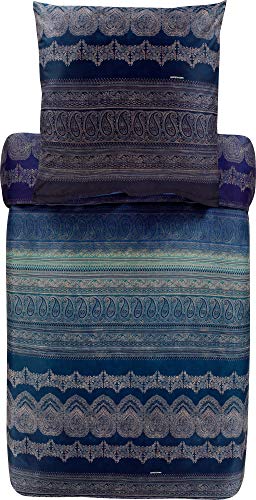 Bassetti BRUNELLESCHI bed linen + 2 pillowcases made of 100% cotton satin in the color Blu B1, dimensions: 200x200 + 2 pillowcases 80x80 cm -9306370 on sale