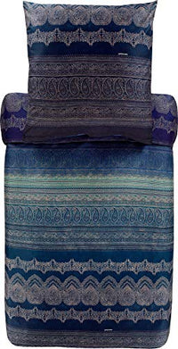 Thumbnail for Bassetti BRUNELLESCHI bed linen + 2 pillowcases made of 100% cotton satin in the color Blu B1, dimensions: 200x200 + 2 pillowcases 80x80 cm -9306370 on sale