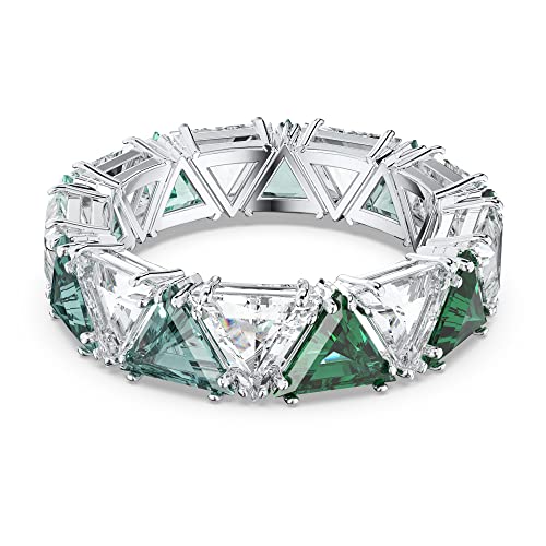 Swarovski Ortyx Cocktail Ring, Trilliant-cut Crystals, Green, Rhodium-plated on Sale
