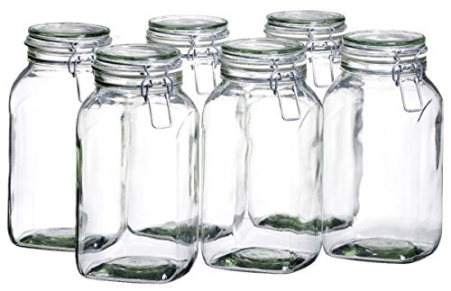 MÄSER 925343 Gothika, Einmachgläser groß, 6er Set à 2,5 l, made in Germany, Vorratsgläser mit Deckel und Drahtbügel zum luftdichten Aufbewahren, Einkochen und Einlegen, Glas, transparent im Sale