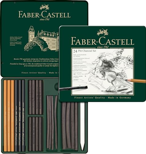 FABER-CASTELL 112978 - Pitt Kohle Set im Metalletui, 24-teilig im Sale