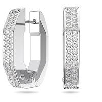 Thumbnail for Swarovski Dextera Hoop Earrings, Rhodium-plated, Octagonal Earrings with Radiant Swarovski Crystals on Sale
