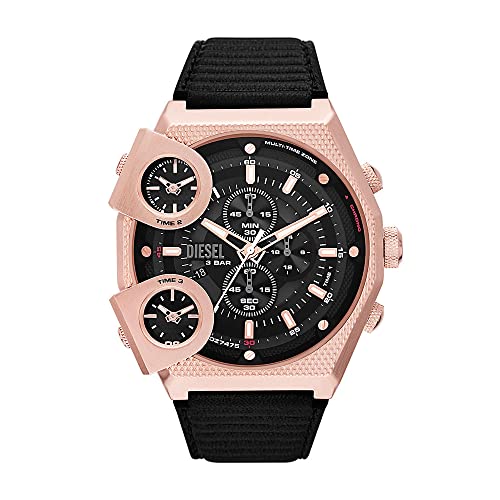 Diesel Herrenuhr Sideshow, QuarzZweizeigerwerk, 51 mm schwarzes Edelstahlgehäuse mit ProPlanetLederarmband, DZ7475 im Sale