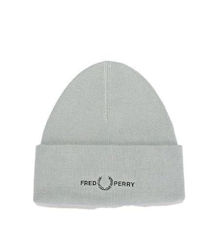 Fred Perry Uni C4114 Klassische Baumwollmischung, grafische Beanie-Mütze mit Logo in Silberblau, Einheitsgröße, silber, blau, Einheitsgröße im Sale