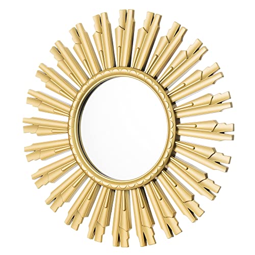 Invero Runder Wandspiegel mit Starburst-Finish, dekorativer Wandspiegel, ideal für Flur, Schlafzimmer, Wanddekoration, Wohnzimmer und mehr, x cm, goldfarben im Sale