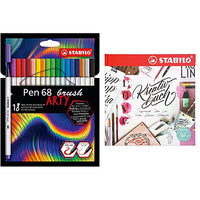 Thumbnail for Stifte-Set STABILO Kreativbuch von Hannah Rabenstein & Premium-Filzstift mit Pinselspitze für variable Strichstärken - Pen 68 brush - ARTY - 18er Pack im Sale