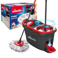 Thumbnail for Vileda Turbo 3-in-1 Complete Set | Mop with microfiber mop head for stubborn dirt | Bucket with pedal spinner - For all floors | Removes 99% of bacteria, telescopic handle 85–123 cm on sale