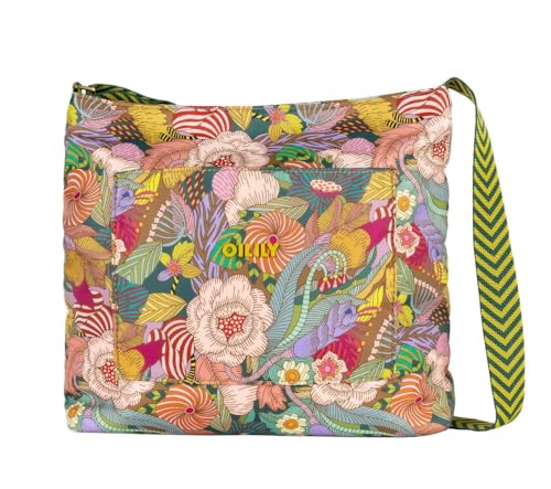 Oilily Rosel Reversible Shoulder Bag Striped Flowers Farbe Decadent Chocolate im Sale