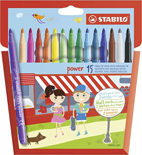 Filzstift - STABILO power - 15er Pack - mit 15 verschiedenen Farben im Sale