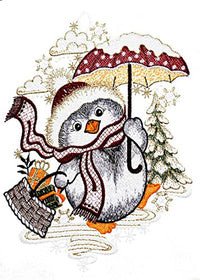 Thumbnail for Fensterbild Plauener Spitze  Pinguin mit Schirm HXB 26x22 cm im Sale