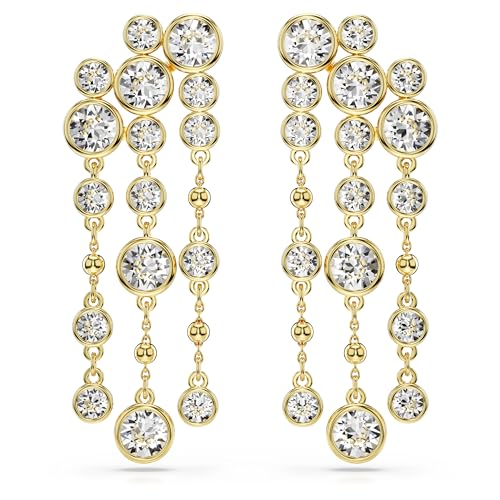Swarovski Imber Drop Earrings, Round Cut, Chandelier, White, Gold-Plated on Sale