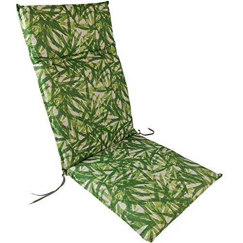 Kettler high-back cushion for garden chairs 120x48 cm design 931 green - palm motif - 6 cm thick cushion with fastening cords and retaining strap on sale