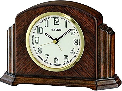 Seiko table clock brown wood QXE043B on sale