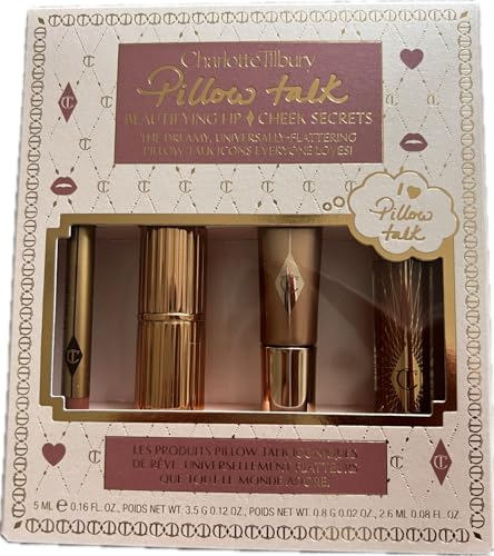 Charlotte Tilbury Beautifying Lip &amp; Cheek Secrets | 1 x 5ml / 1 x 0.8g / 1 x 3.5g / 1 x 2.6ml | Pillow Talk on sale