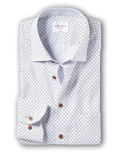 Marvelis Herren Businesshemd Langarm Non-Iron Modern Fit,Rotationsdruck,New Kent,Weiss 00,41 im Sale