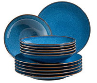 Thumbnail for MÄSER 931946 Serie Ossia Teller-Set für 6 Personen im mediterranen Vintage-Look, 12-teiliges modernes Tafelservice mit Suppentellern und Speisetellern, Königsblau, Steinzeug im Sale
