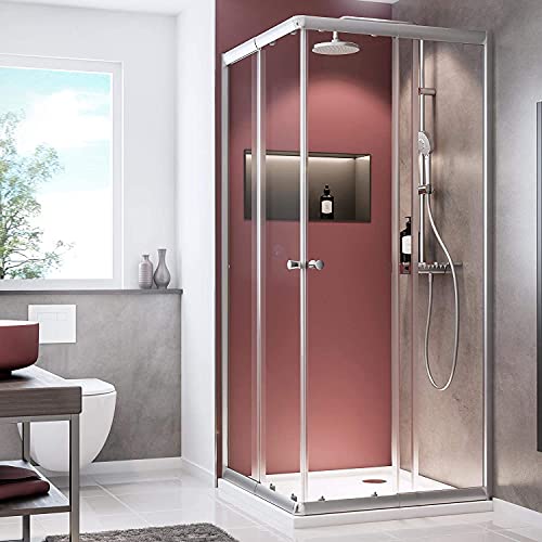 Schulte Duschkabine Sunny Eckeinstieg mit Schiebetüren, einzel variabel verstellbar von 75x75-90x90 cm, 180 cm, 4 mm Sicherheitsglas (ESG) Querstreifen, Silberfarben, D19442 169 72 im Sale
