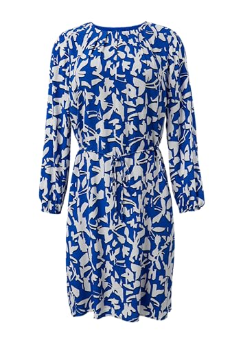 comma Gemustertes Midi-Kleid mit Faltenausschnitt schwarz 44 im Sale