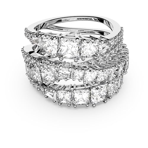 Swarovski Twist Wrap Ring, Various Cuts, White, Rhodium-plated