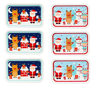 Thumbnail for Invero Set mit 6 lustigen Kinder-Serviertabletts mit weihnachtlichem Thema, stapelbar, wiederverwendbar, ideal für Kinderpartys, Snacks, Mittagessen, Abendessen und mehr (30 cm x 19,2 cm) im Sale