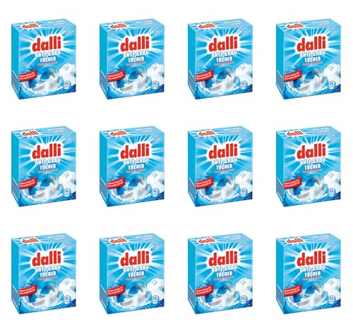 dalli Anti-Grau Tücher I 12 x 15 Waschladungen pro Packung I Verhindert Grauschleier & Farbverlust bei heller Wäsche | 12er Pack im Sale