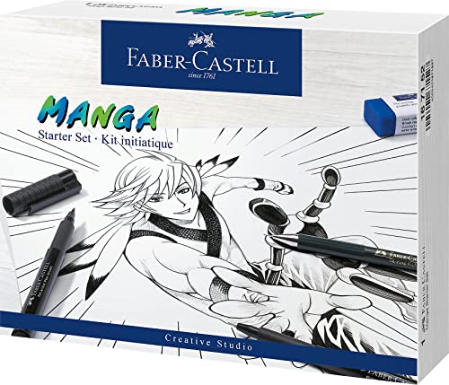 FABER-CASTELL 167152 - Tuschestift Pitt Artist Pen Manga Advanced Set, 3 Tuschezeichner und Zubehör, 8 Teilig im Sale