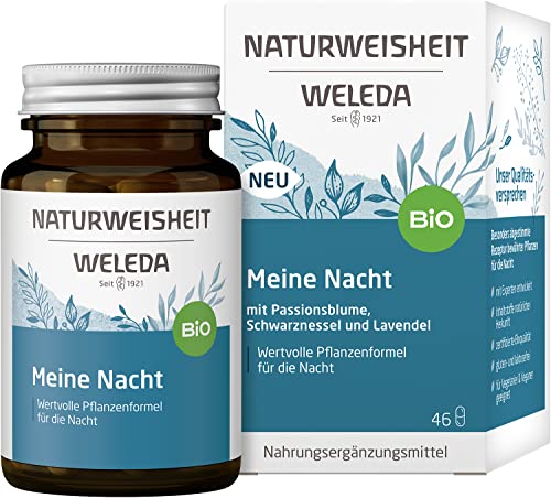 WELEDA Natural Wisdom My Night Organic Food Supplement Sleep Aid with Ashwagandha, Valerian, Passionflower &amp; Lavender for a Healthy Sleep (46 Capsules, Lactose-free, Gluten-free, Vegan) on Sale