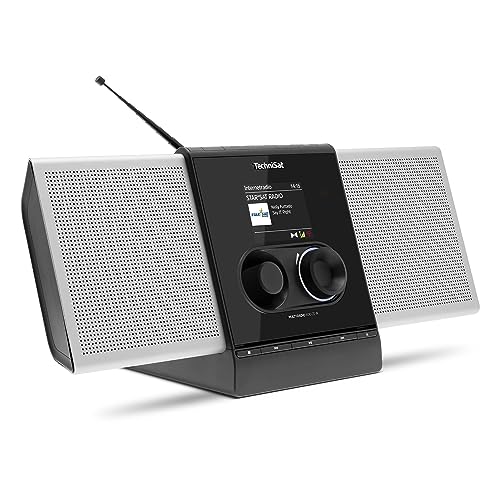 TechniSat MULTYRADIO 4.0 - Internetradio (WLAN Radio, DAB+, UKW, Spotify, Bluetooth, CD-Player, USB, Farbdisplay, Musikstreaming, 2 x 10 Watt Stereo Lautsprecher) schwarz/weiß im Sale