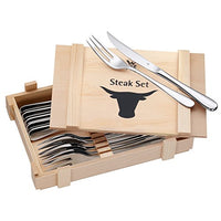 Thumbnail for WMF Steakbesteck 12-teilig, Steakbesteck Set für 6 Personen, Steakmesser Set, Steakgabel, Cromargan Edelstahl poliert, Grillbesteck in Holzkiste im Sale