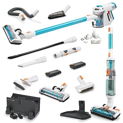 Genius Invictus X7 Akkustaubsauger inkl. X Water (31 Teile) Beutelloser kabelloser 2in1 Staubsauger/Nassreiniger 380 Watt mit integrierten LED-Spot-Lichter, Lithium-Ionen Akku im Sale