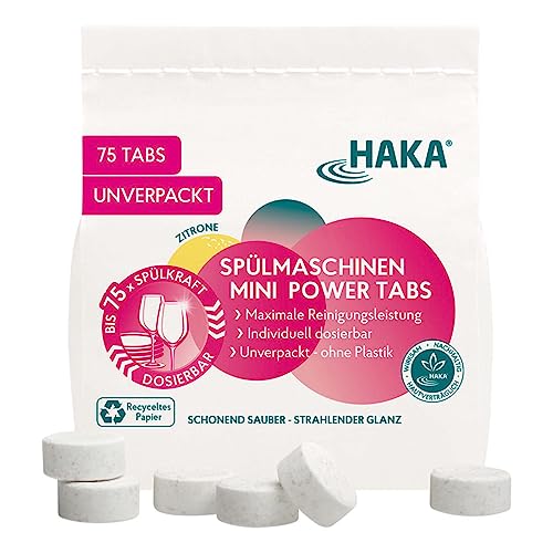 HAKA Dishwasher Mini Tabs, 75 tablets, dishwasher tablets for powerful cleaning, for sparkling dishes and cutlery, grease-dissolving power, environmentally friendly on sale