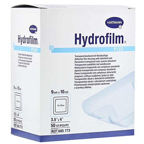 HARTMANN 6857730 Hydrofilm Plus Transparentverband, 10cm x 9cm, 50 Stück