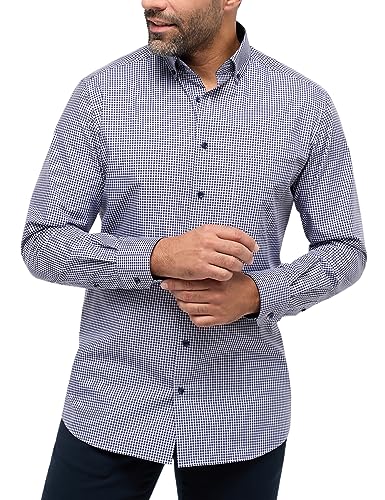 ETERNA Modern Fit Hemd Langarm Button Down Kragen Karo blau im Sale
