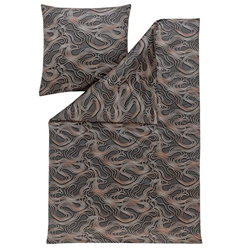 Estella Bettwäsche Marico Mako Interlock Jersey (anthrazit 920, 1 x 80x80 cm + 1 x 135x200 cm) im Sale