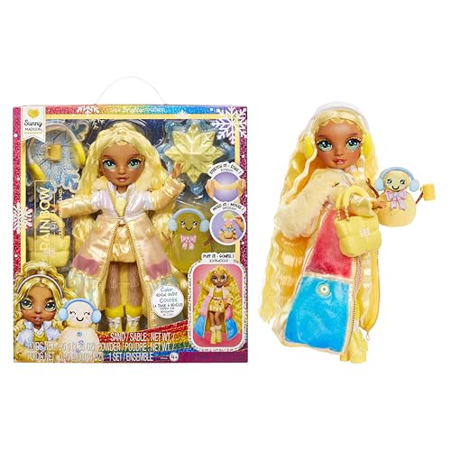 Rainbow High Winter Wonderland - Sunny (Gelb) - 28 cm Modepuppe, mit Verstecktem Magischem Schnee, der Sich mit Wasser Aufbauscht, mit Schneemann-Set, Geeignet für Kinder von 4-12 Jahre und Sammler im Sale