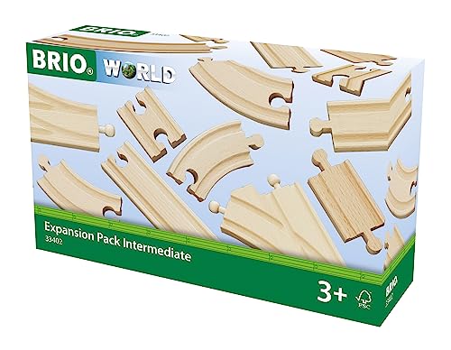 BRIO Bahn 33402 - Mittleres Schienensortiment - 16 Gleise aus Buchenholz für die BRIO Holzeisenbahn - Empfohlen für Kinder ab 3 Jahren im Sale