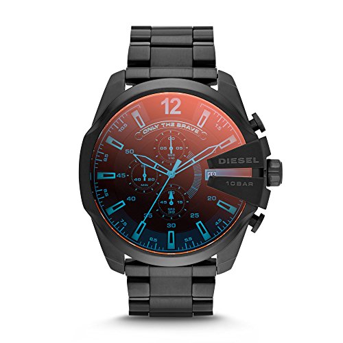 Diesel Herrenuhr Mega Chief, Chronographenwerk, 59 mm, schwarzes Edelstahlgehäuse mit Edelstahlarmband, DZ4318 im Sale