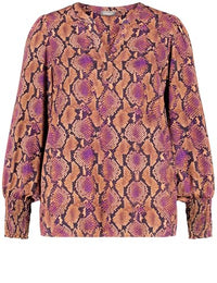 Thumbnail for Samoon Damen Bluse mit Python-Print Langarm, elastischer Ärmelsaum Animal-Print Caramel Gemustert 56 im Sale