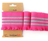 Thumbnail for Albstoffe Bio-Strickbündchen Fertigbündchen Hamburger Liebe Cuff Me Frill Feinstrick GOTS Herz schwarz pink 1,1m Länge im Sale