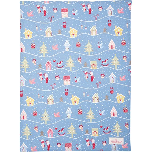 Greengate [SA2024/08] Tea Towel Laura Christmas Dusty Blue im Sale