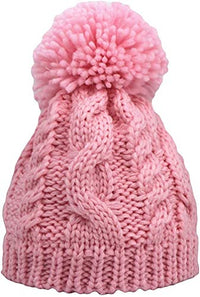 Thumbnail for 2Pc Set Cable Knit Hat W/Single Pom & Mittens for Girl's Beanie Pom Hat im Sale
