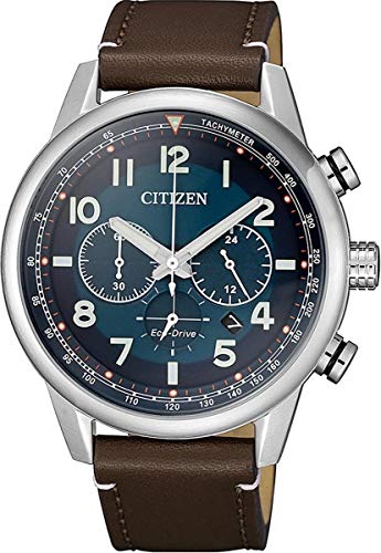 Citizen Herren Analog Eco-Drive Uhr mit Leder Armband CA4420-13L, Silber im Sale