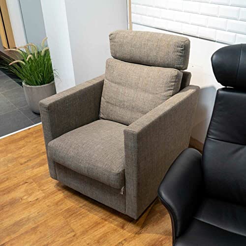 Erpo Sessel CL580 Stoff Birk Braun Grau Gestell Schwarz Mit Kopfstütze im Sale