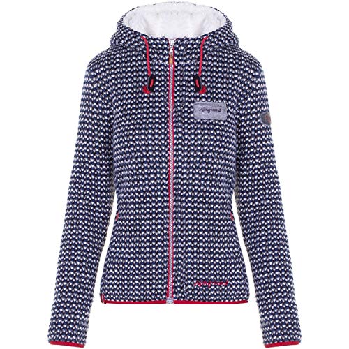 Almgwand W Münsterhöhe Blau - Trendige warme Damen Strickfleece Jacke, im Sale