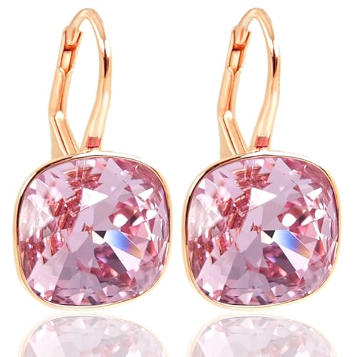NOBEL SCHMUCK Ohrringe Rosegold 925 Sterlingsilber Markenkristalle Bermuda Blue changierend im Sale