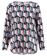 Thumbnail for Lieblingsstück Langarm Blusenshirt RAQUELK Rundhals Muster rosa im Sale