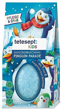 Thumbnail for tetesept KIDS Badeüberraschung Pinguin Parade – Sprudelnde Badekugel mit frischem Duft und Pinguin-Sammelfigur – Sprudelnder Badespaß und blaues Wasser – 6 x 190 g